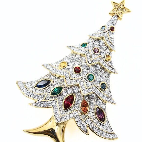 Illustrious SWAROVSKI Signed Designer Pave´Crystal Christmas Tree Brooch - Picture 5 of 8